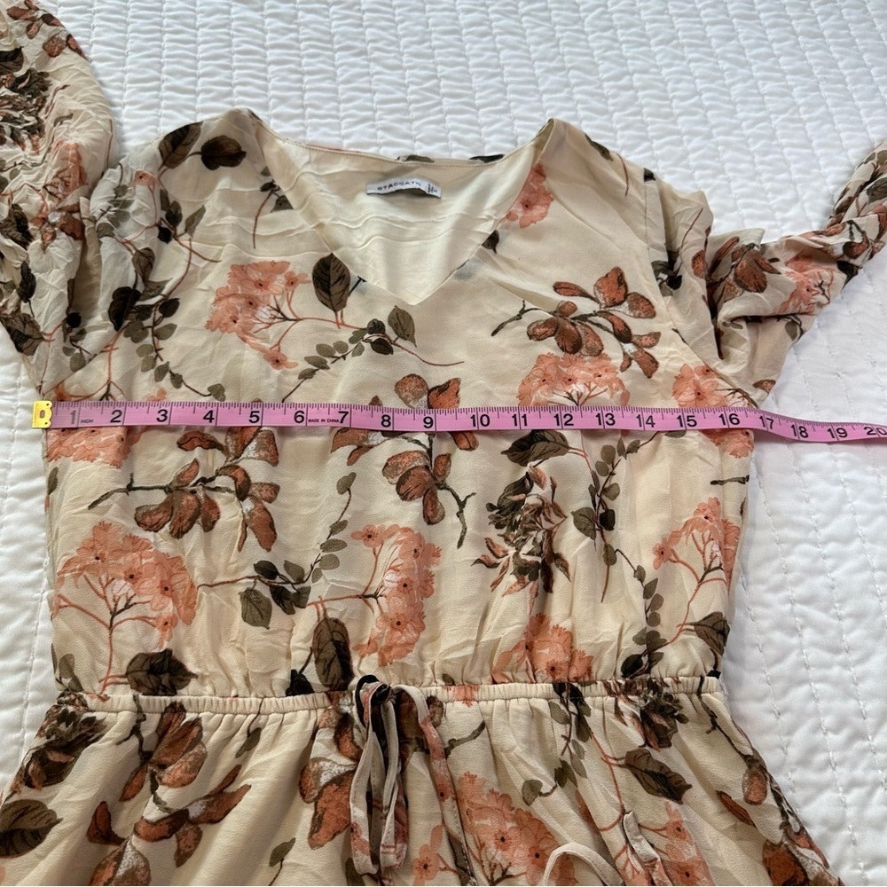 Staccato Long Sleeve Floral Dress in Cream and Brown - Picture 6 of 14